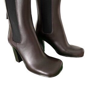 BOTTEGA VENETA 677271 Women's Brown Leather Storm Ankle Boots, 36.5